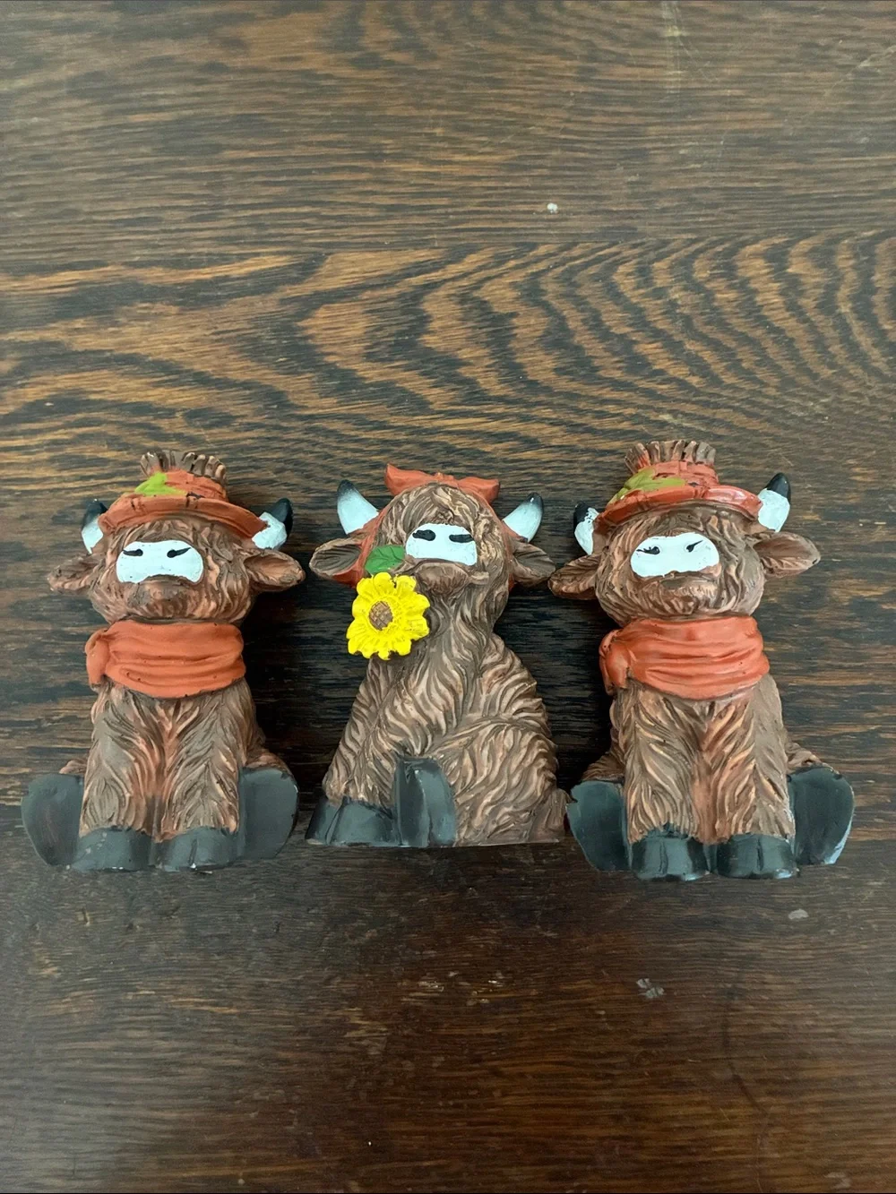 NWT- Set of 3- Fall Harvest- The rHighland Cow Figurines